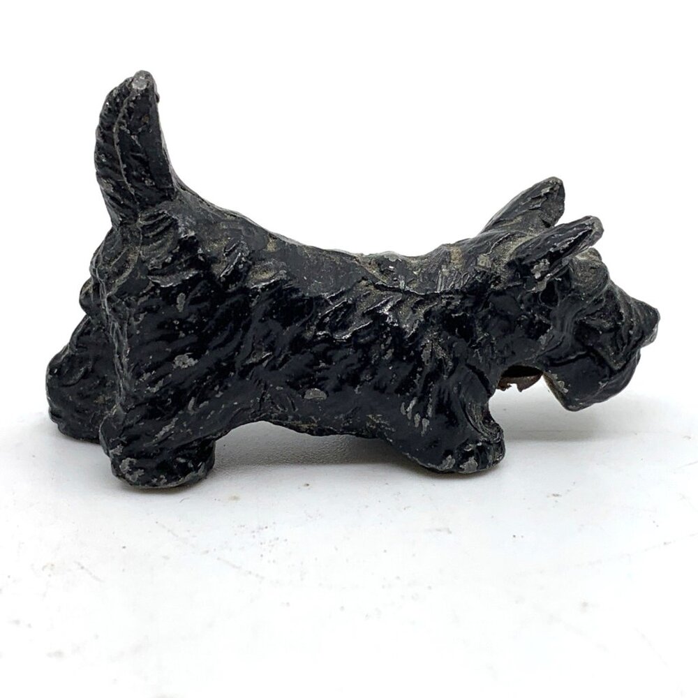 Vintage Cast Metal Scottie Terrier Dog Figurines 2pc Brown Black 2” 1” Tall - Picture 11 of 14